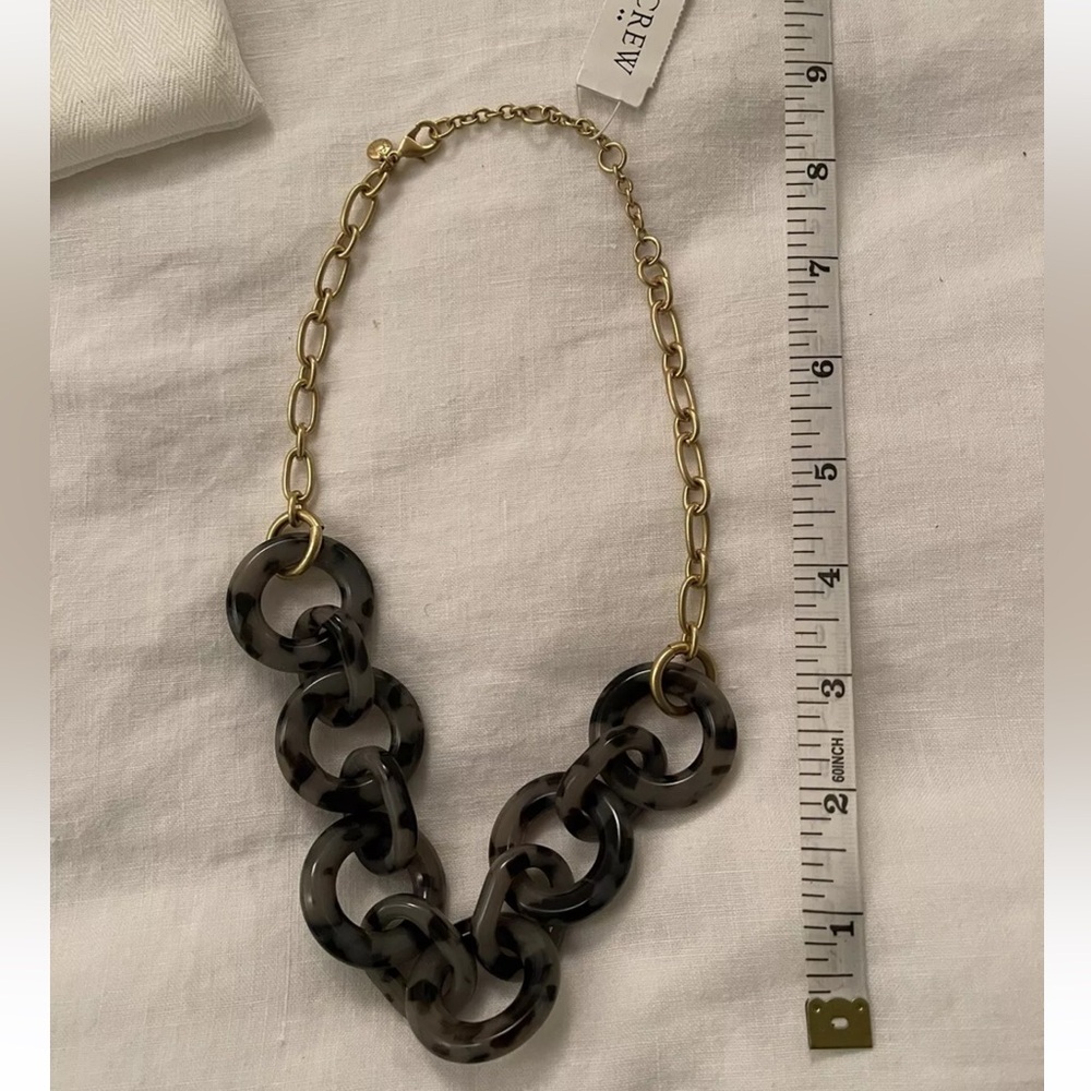J. Crew Womens Gray Acrylic Tortoise Link Necklace 17” Extends To 19” NWT